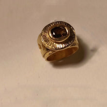 Load image into Gallery viewer, Anello fascia in bronzo e pietra Quarzo fumè
