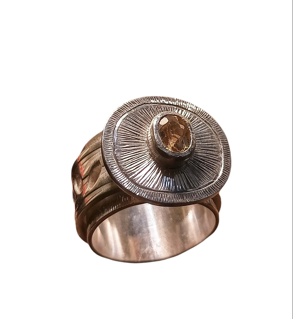 Anello fascia con citrino