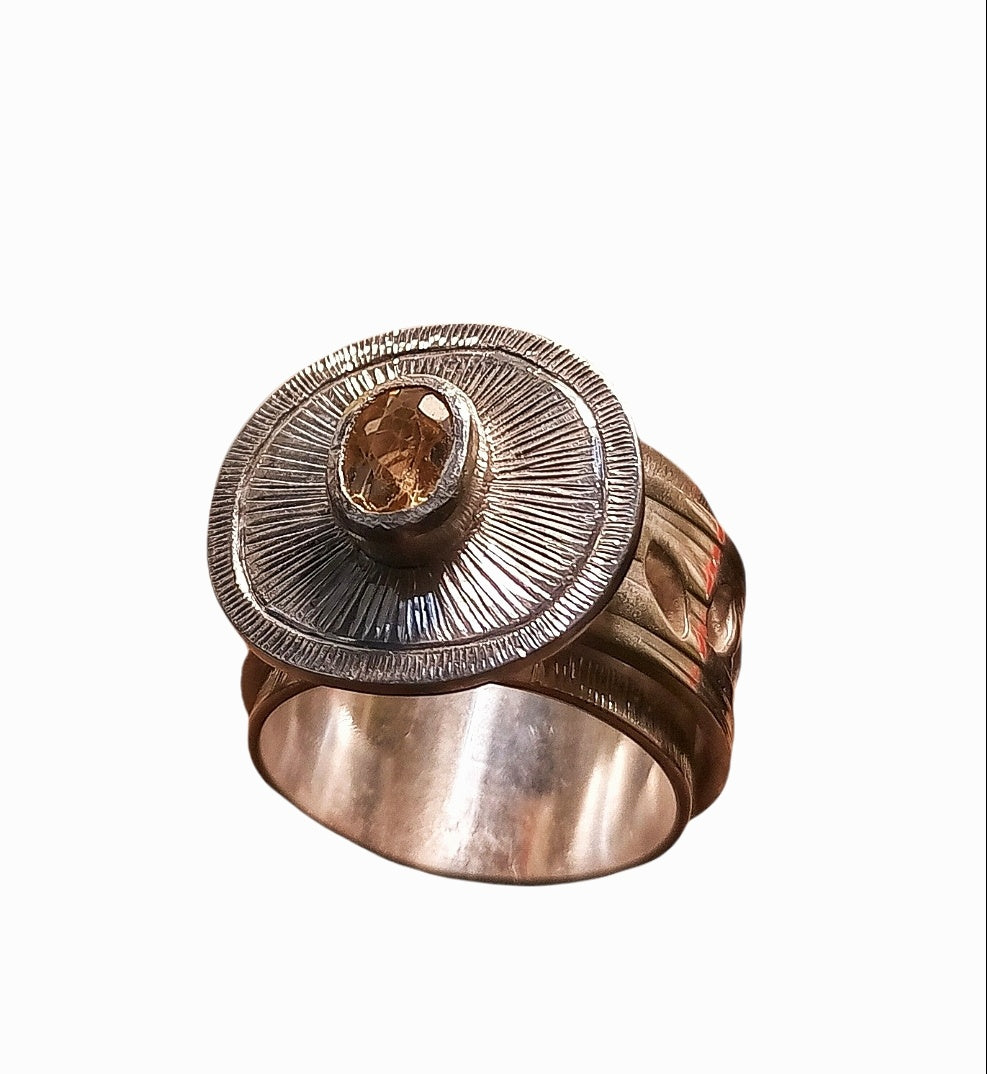 Anello fascia con citrino