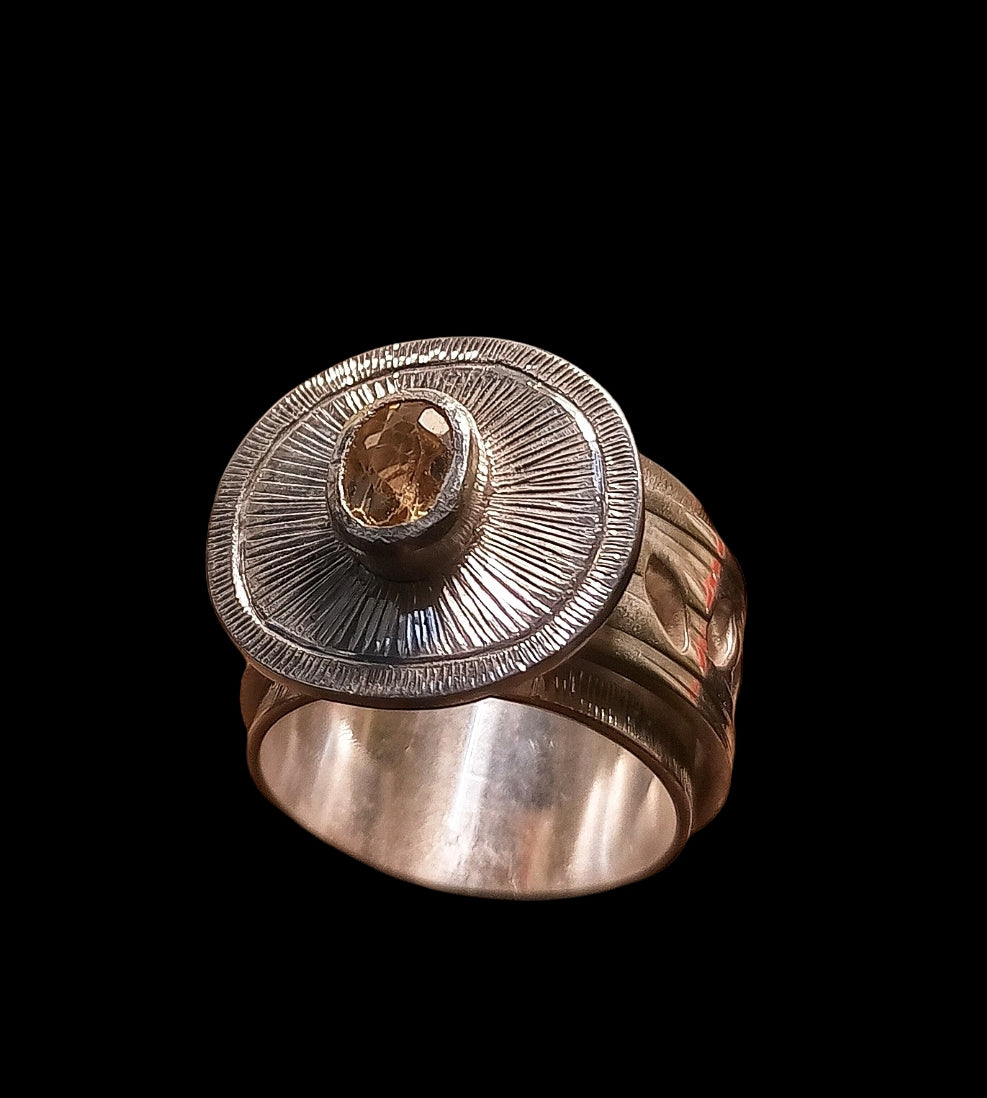 Anello fascia con citrino