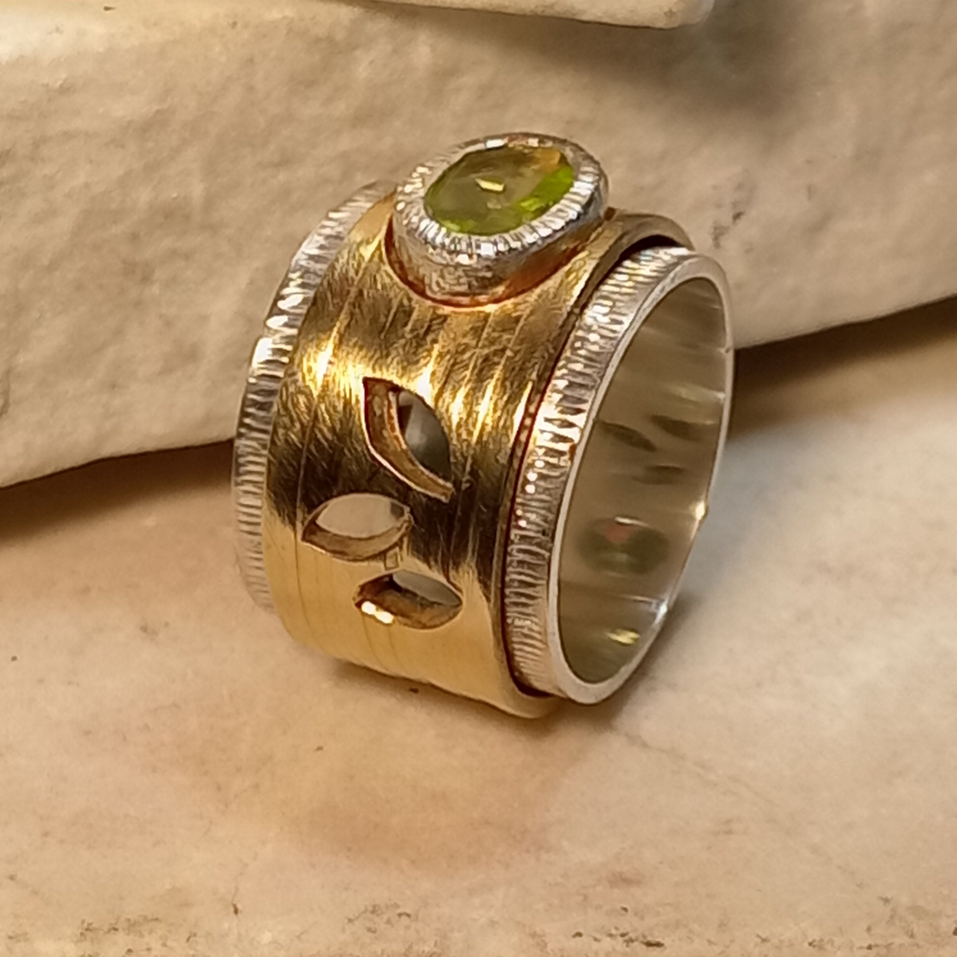 Bronze Band Ring with Stone