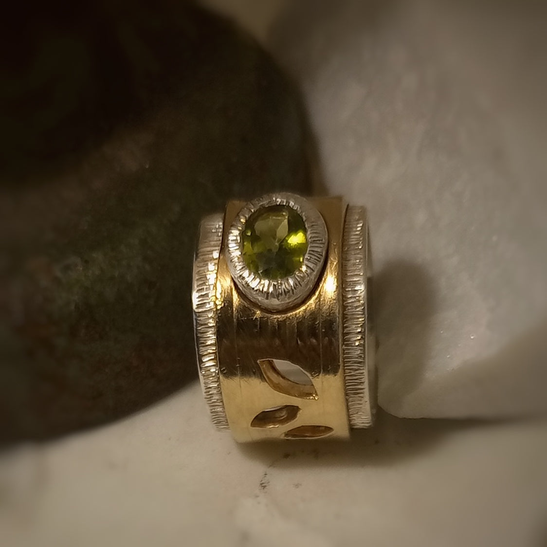 Bronze Band Ring with Stone