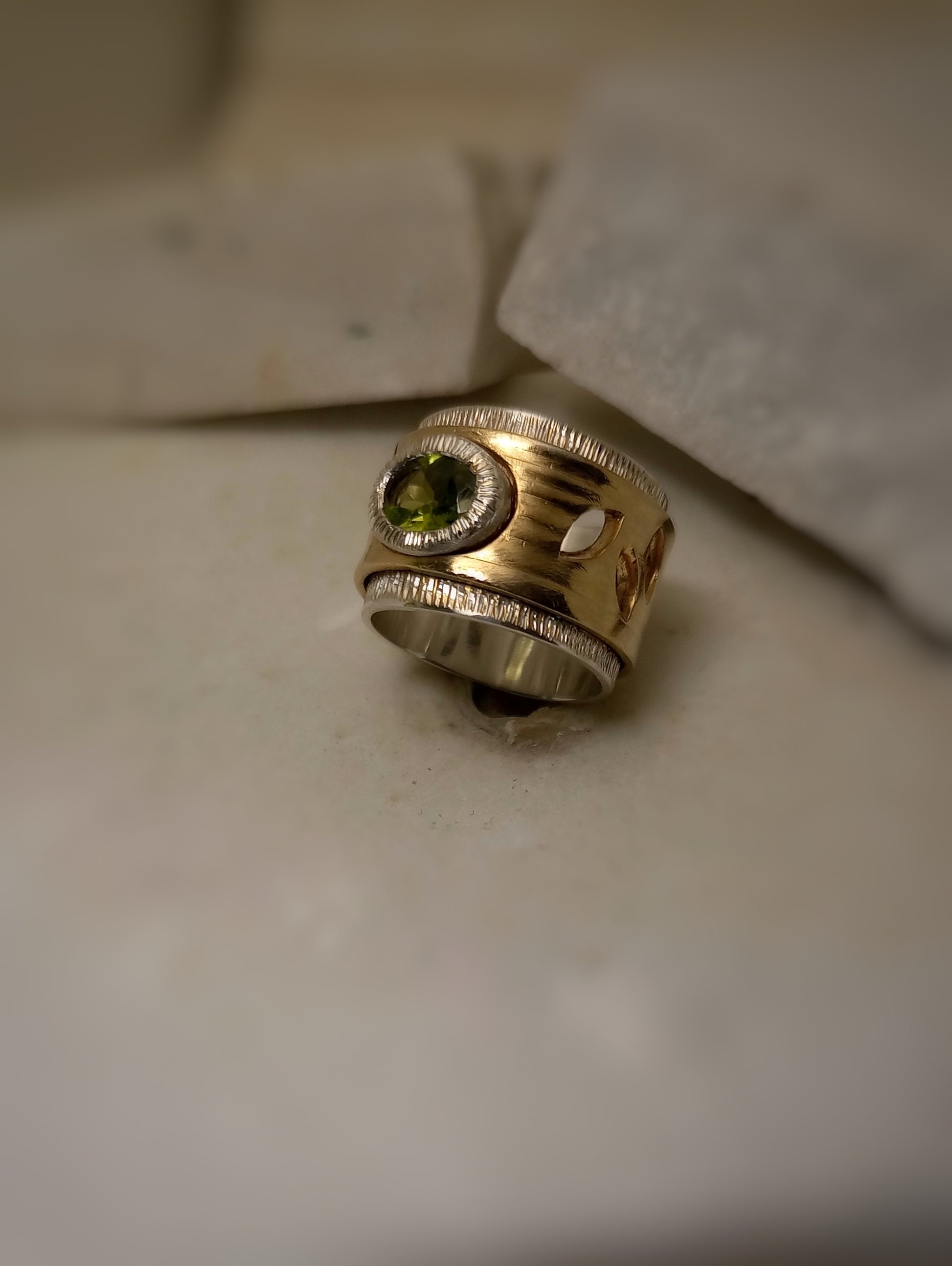 Bronze Band Ring with Stone