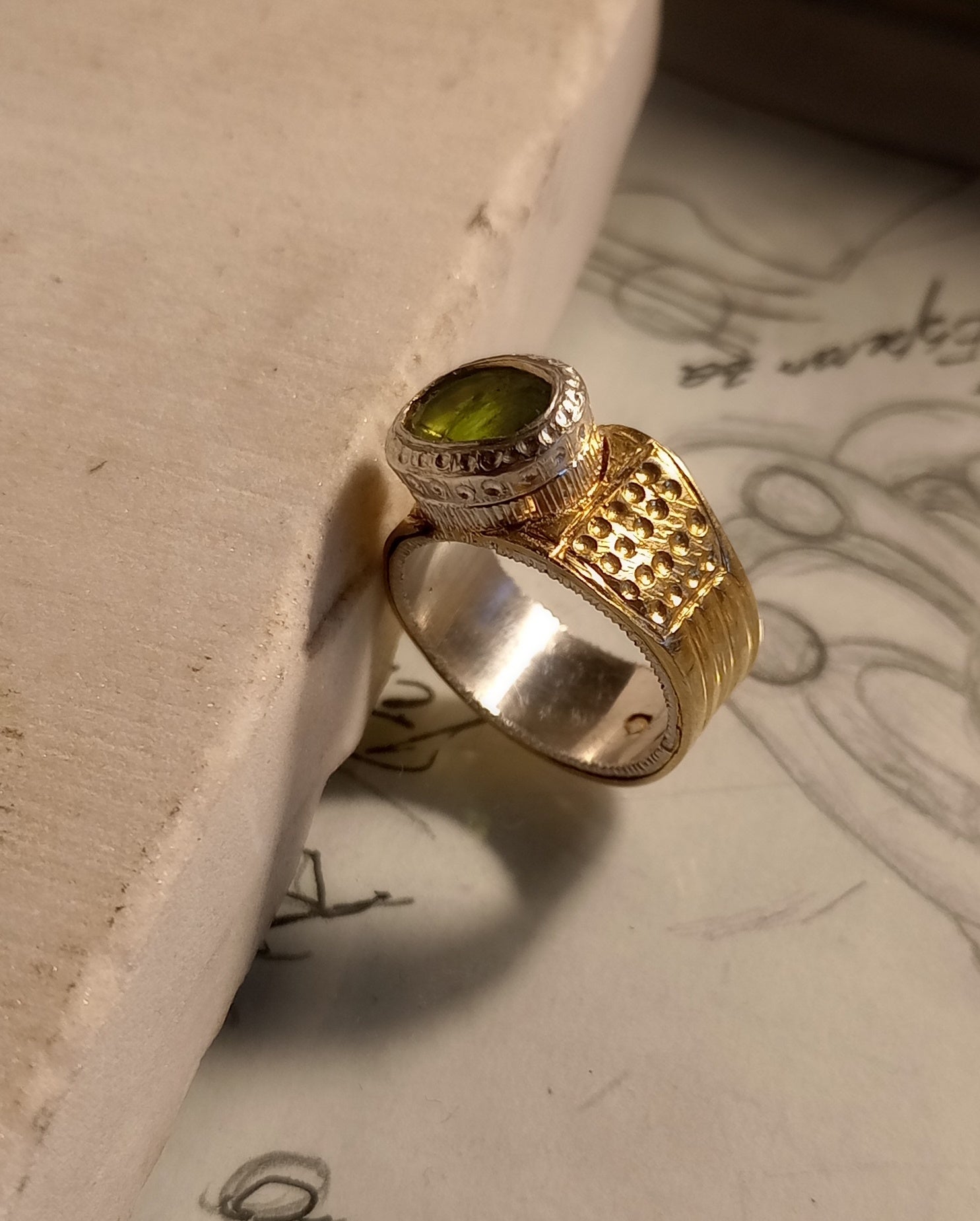 Peridot Band Ring – Silver Plated Bronze | Handmade