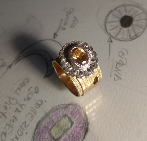 Anello fascia citrino rosa