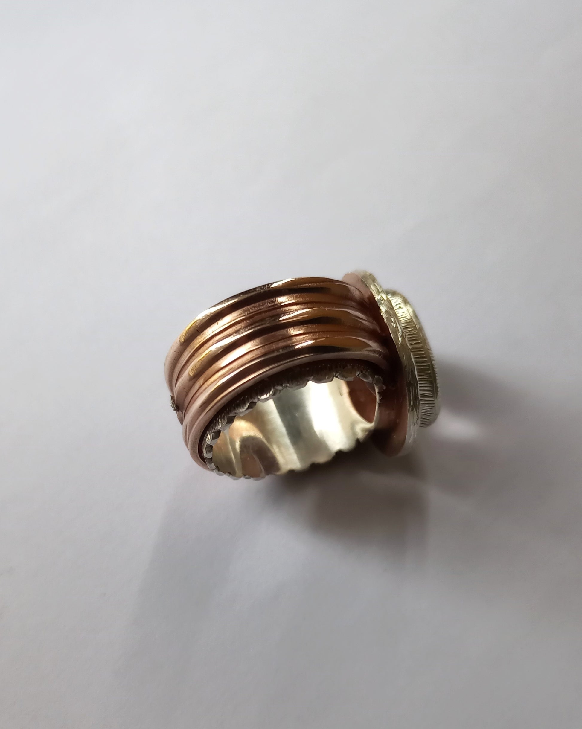 Ring with ametrine quartz band