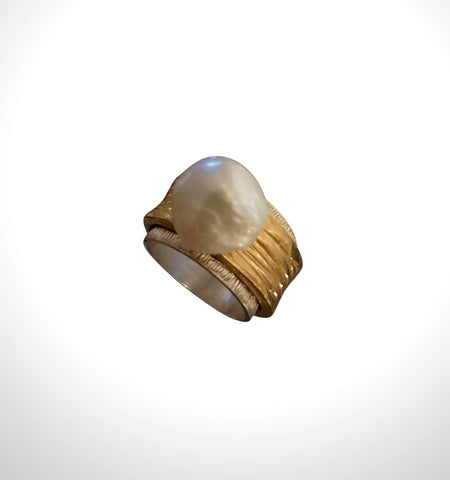 Anello Fascia con perla