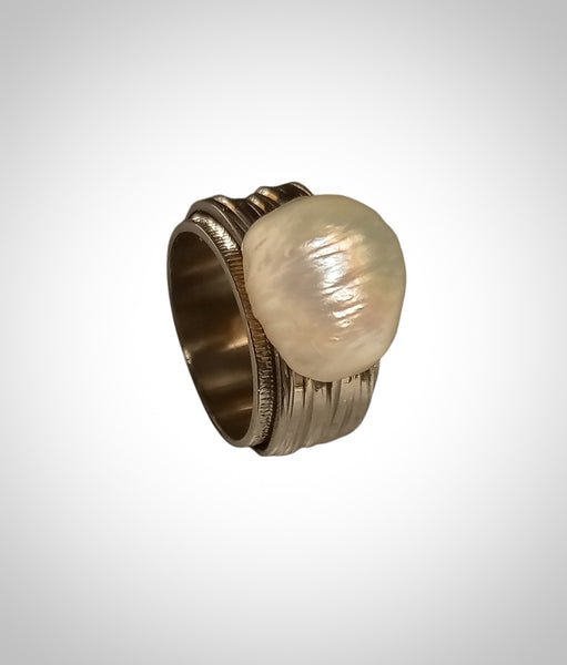 Anello Fascia con perla