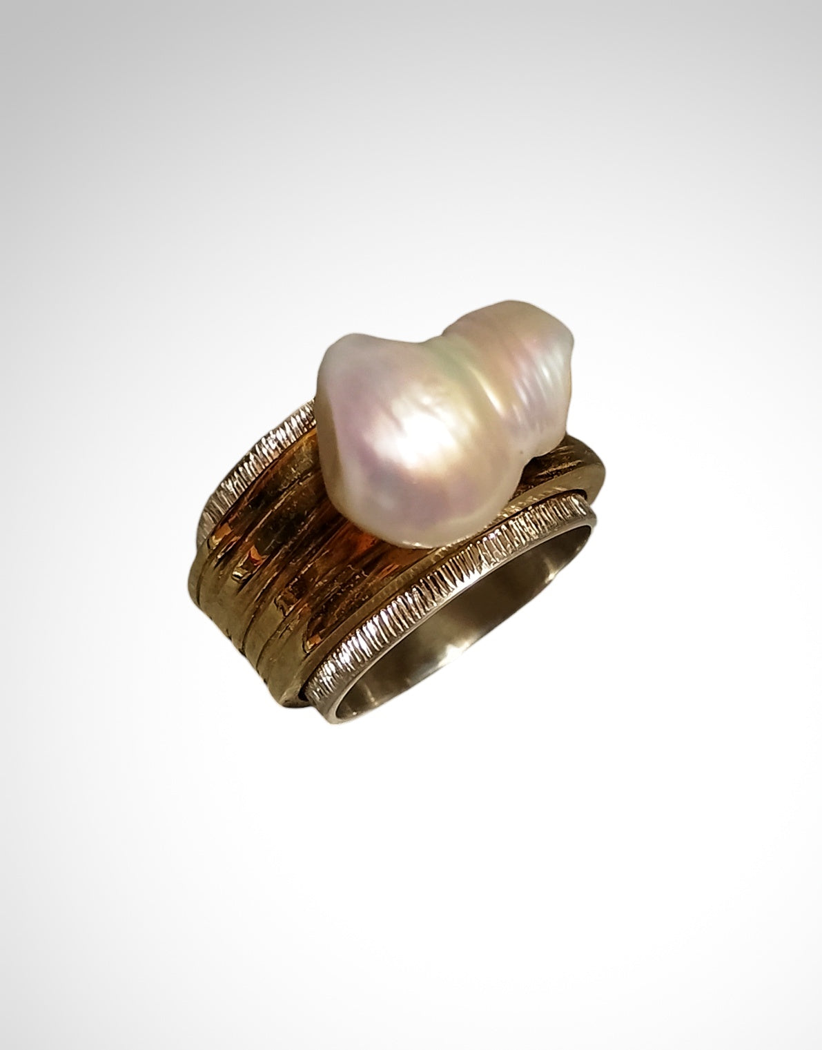 Anello Fascia Placcato con perla di fiume , spedizione gratuita in Italia 