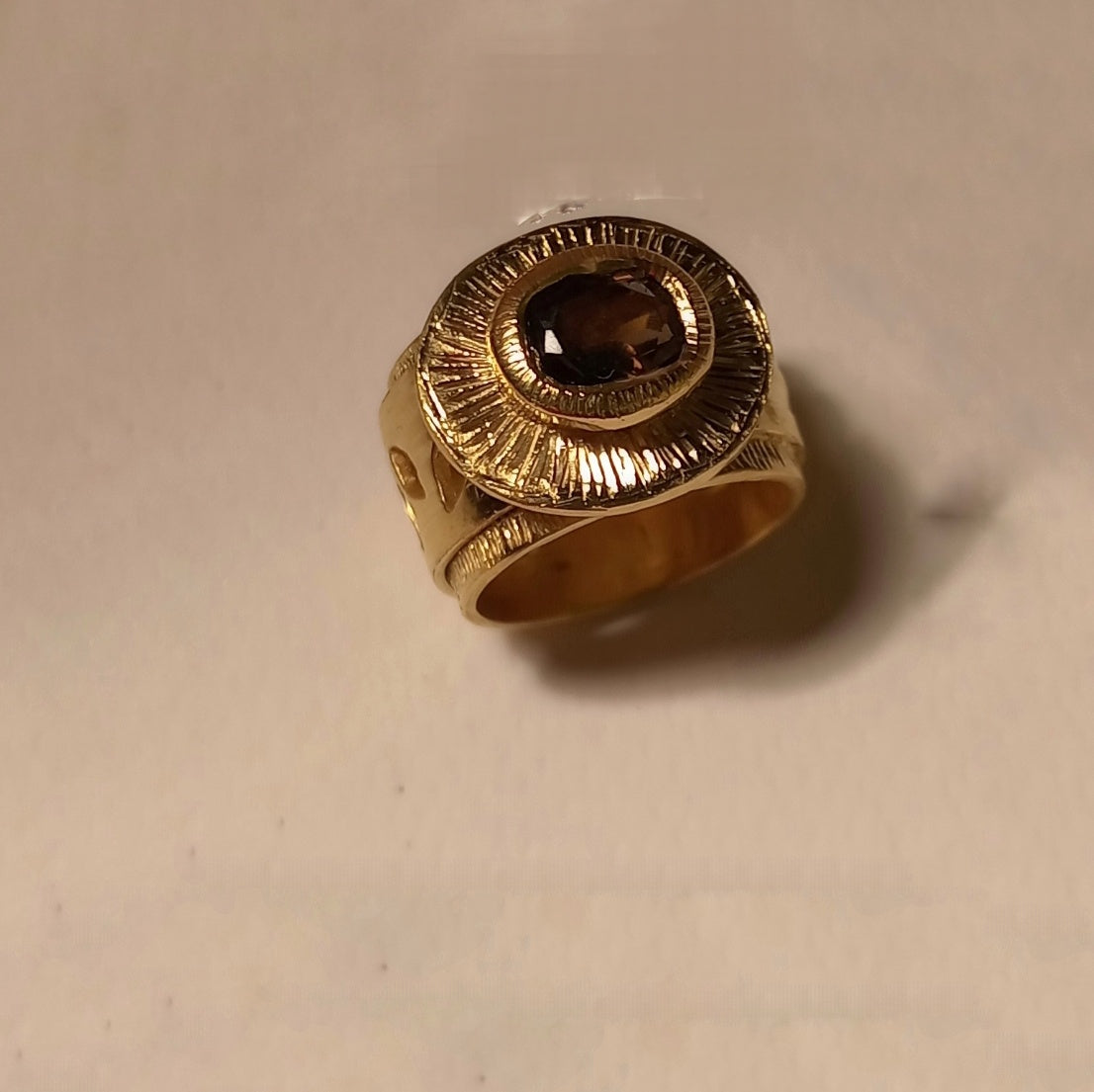 Smoky Quartz Band Ring – Gold Plated Bronze | Handmade