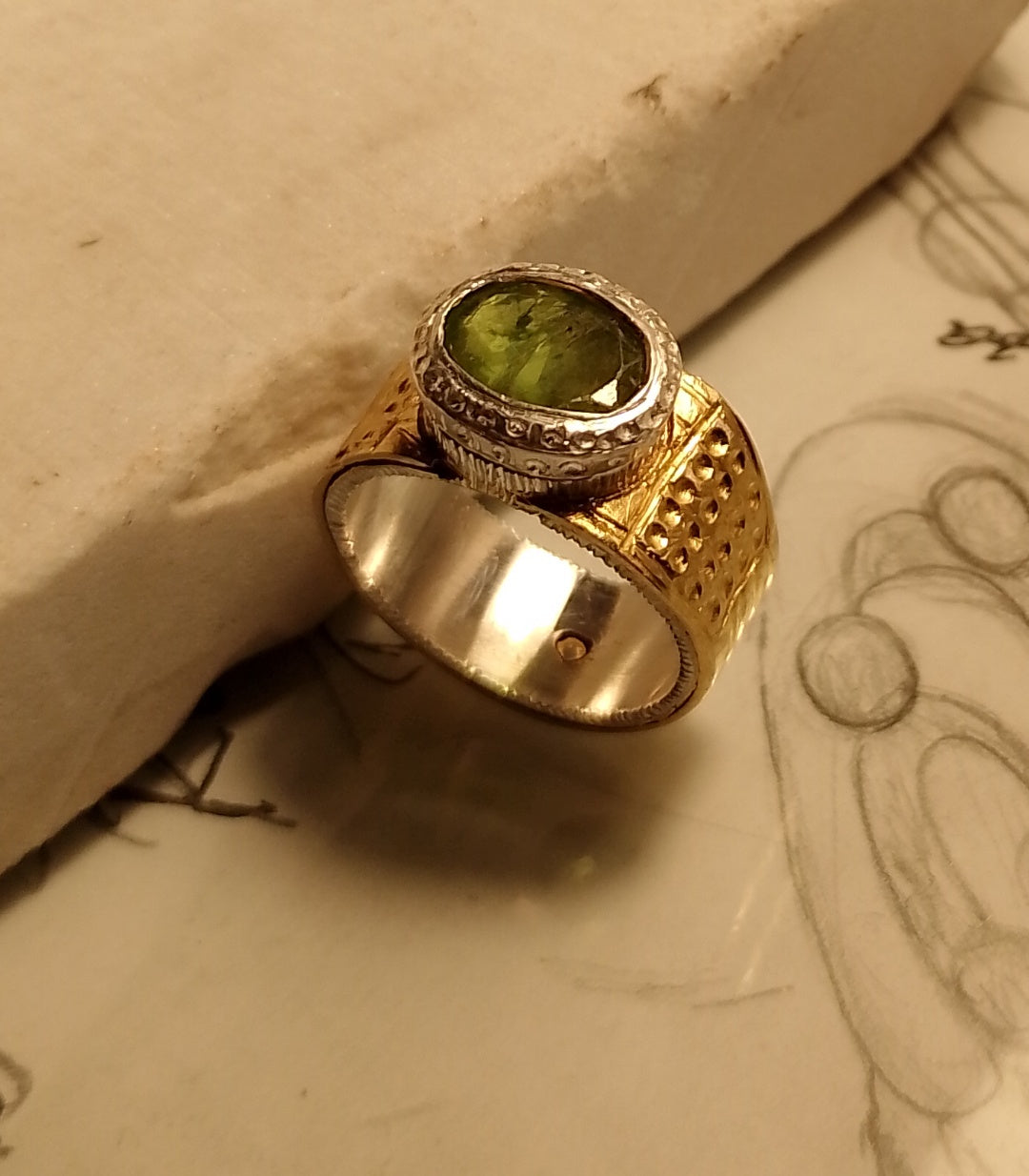 Peridot Band Ring – Silver Plated Bronze | Handmade