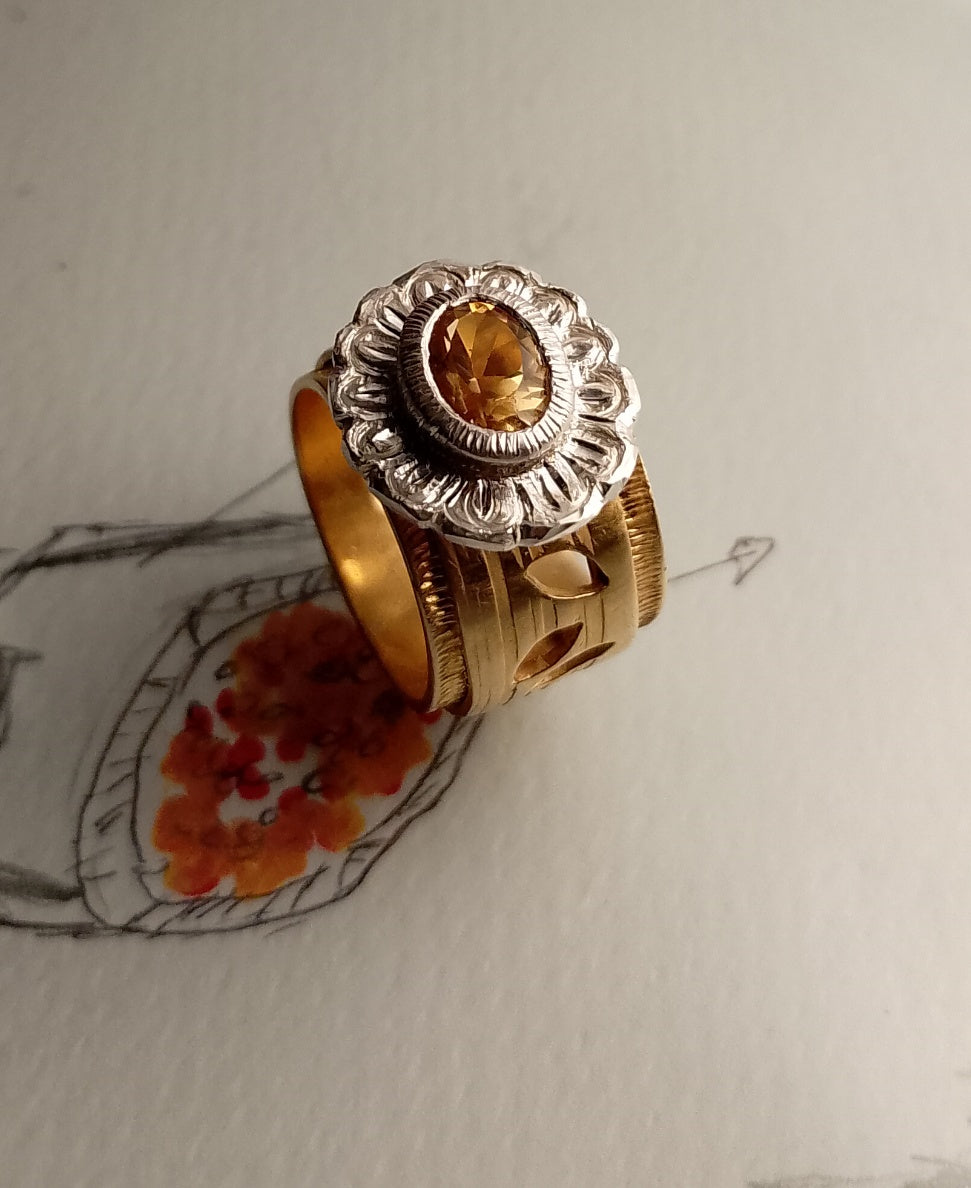 Anello fascia citrino