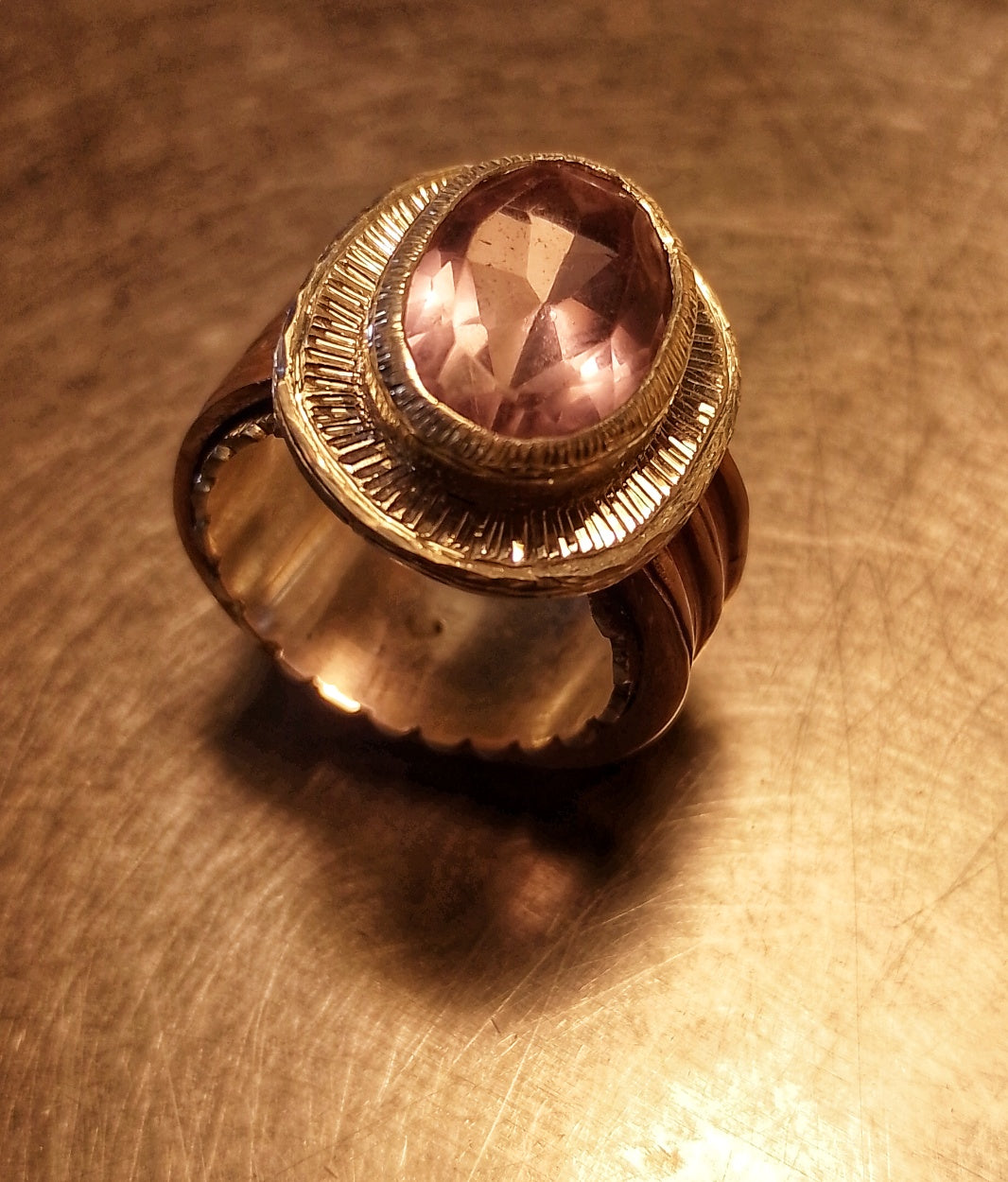 Ring with ametrine quartz band
