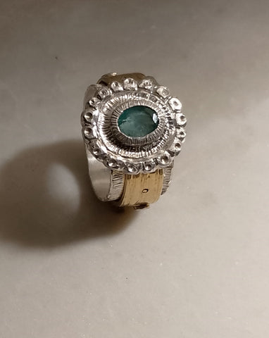 anello fascia smeraldo sintetico