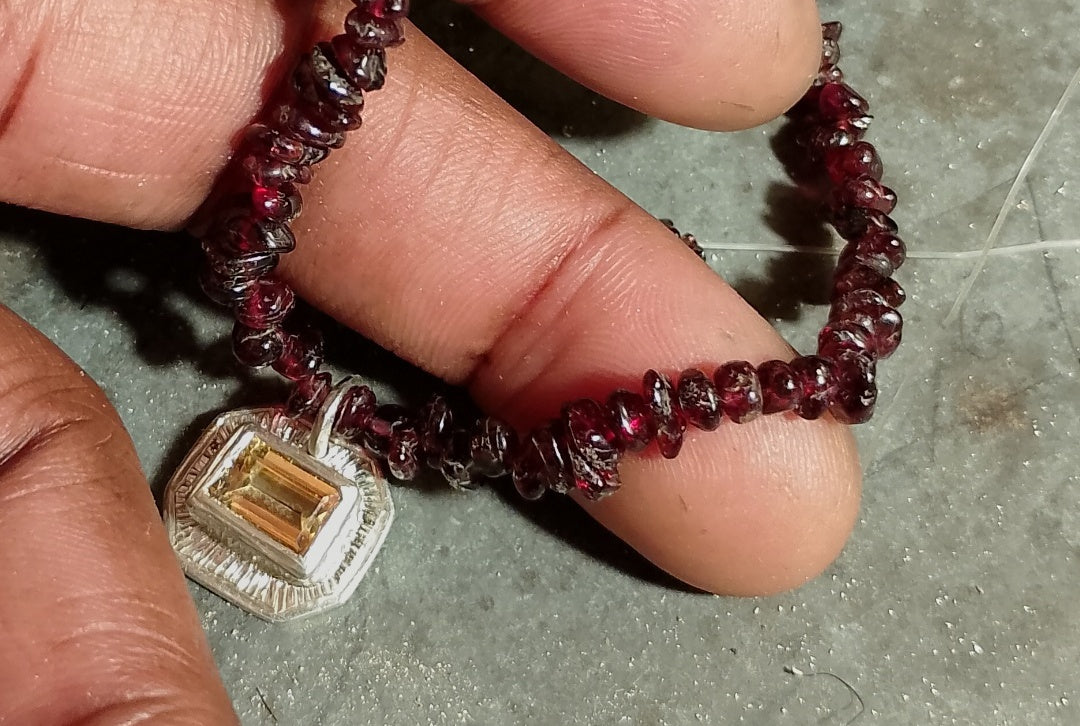 COLLANA GRANATO E CITRINO