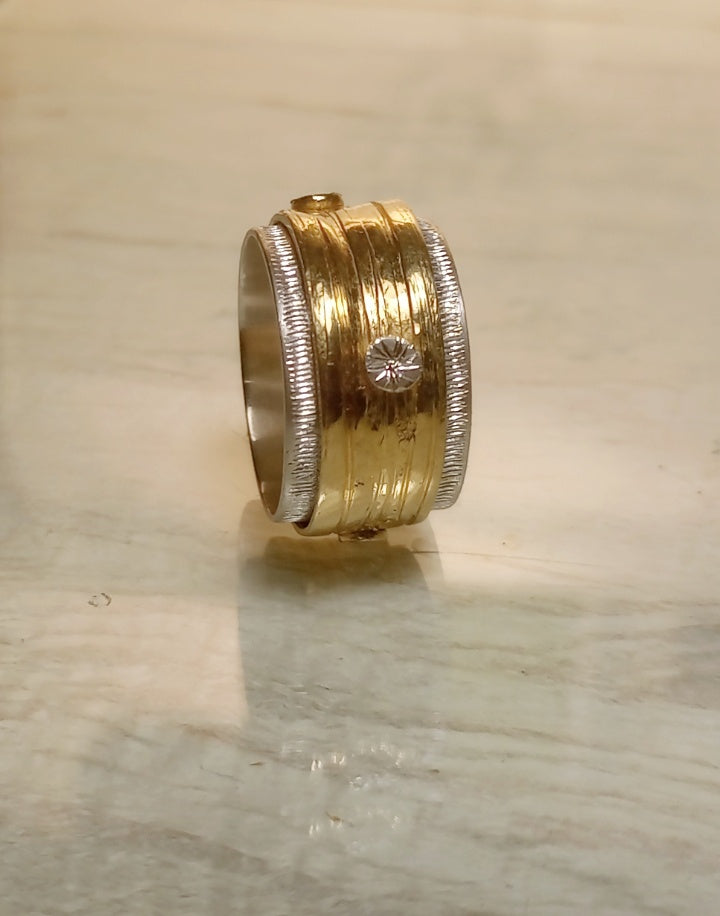 anello fascia argento e bronzo,anello fascia, anello moda