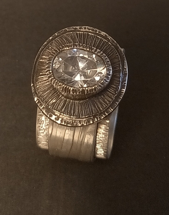 Anello multigemstone in argento brunitoDelicato Green zircone  Ring- regalo-per-lei - regalo boho per la mamma - anello di pietre